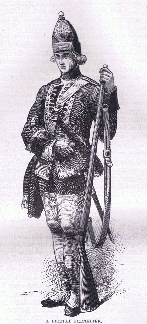 Un granadero británico, ilustración de la Historia de los Estados Unidos de Cassell publicada por Cassell, Petter & Galpin, c.1900 (litografía) de American English school