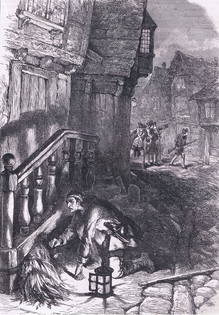 Detección de un incendiario, ilustración de la Historia de los Estados Unidos de Cassell de American English school