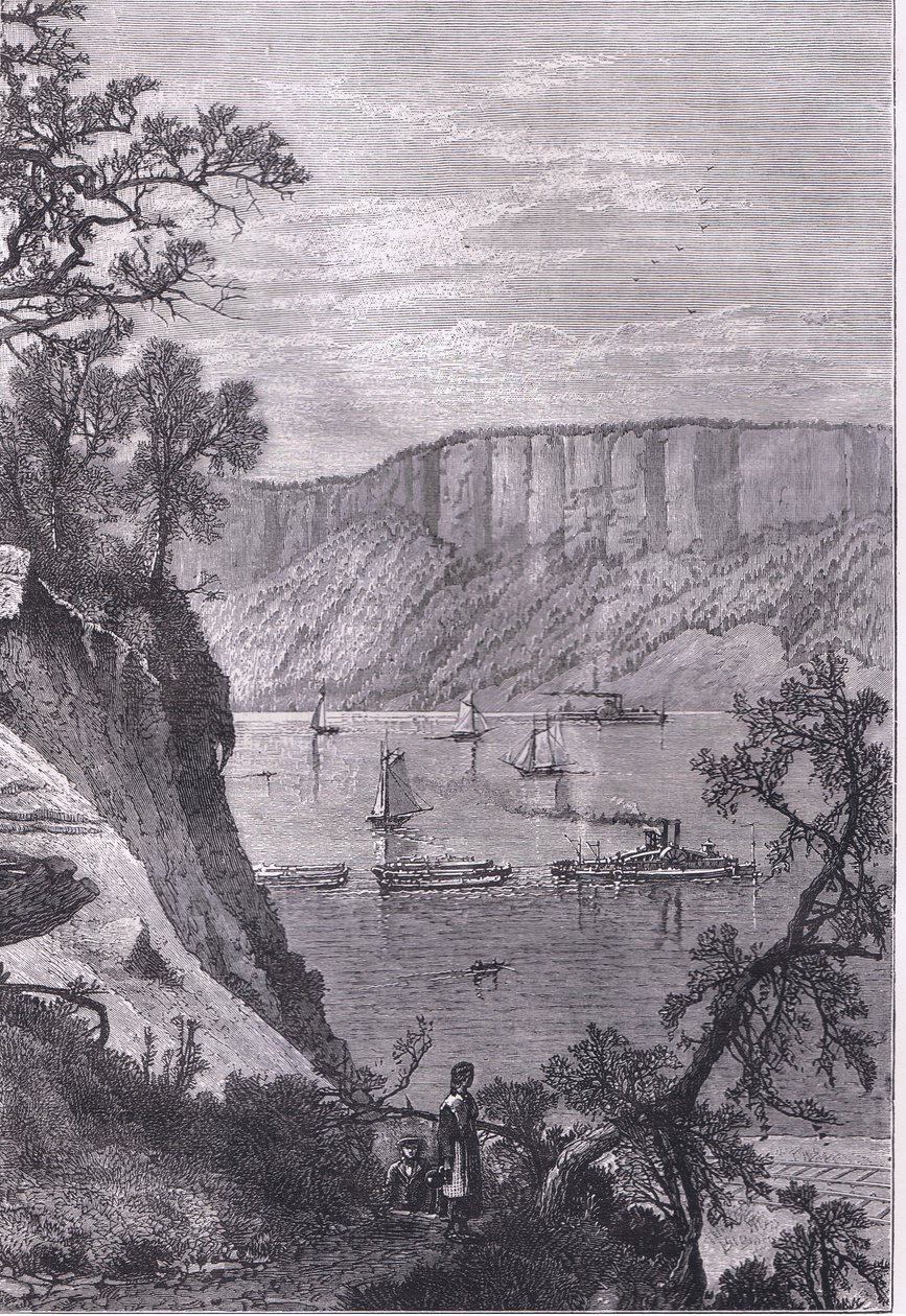 Los acantilados del Hudson, ilustración de la Historia de los Estados Unidos de Cassell publicada por Cassell, Petter & Galpin, c.1900 (litografía) de American English school
