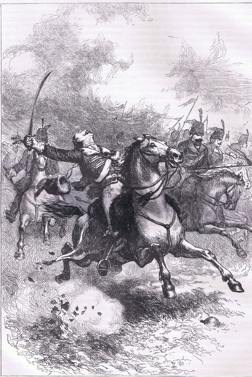 La carga de Pulaski, ilustración de la Historia de los Estados Unidos de Cassell publicada por Cassell, Petter & Galpin, c.1900 (litografía) de American English school