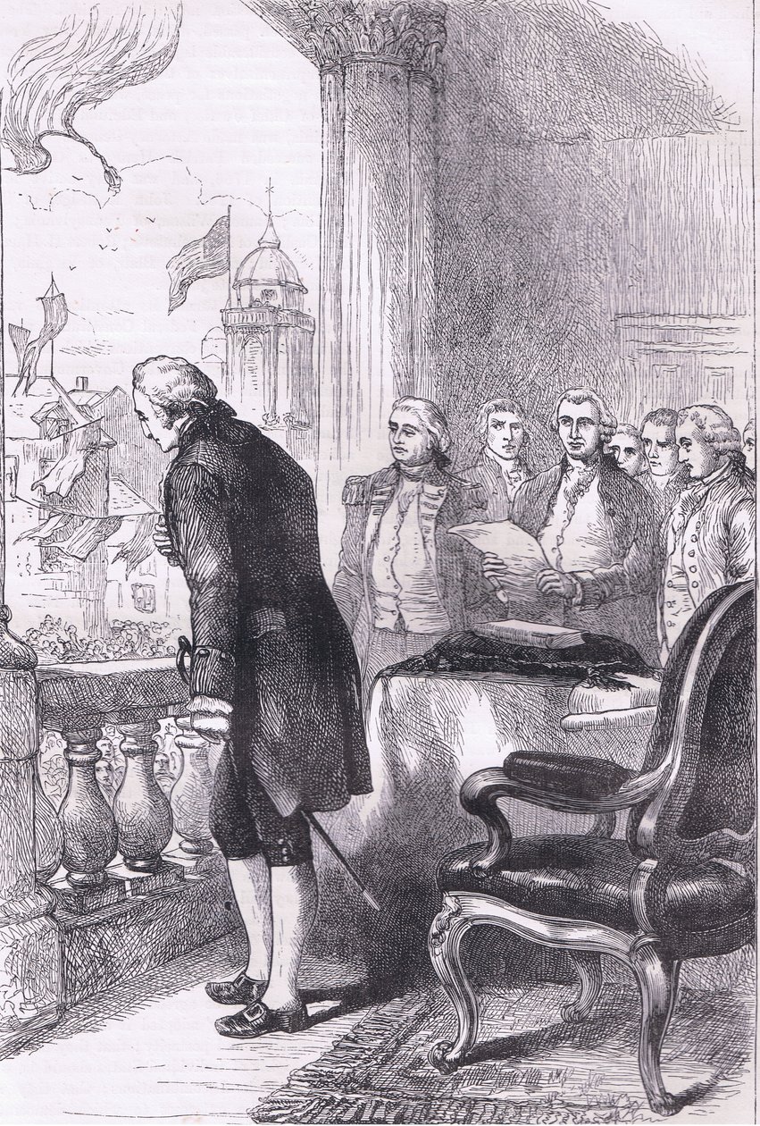 La instalación de Washington, ilustración de la Historia de los Estados Unidos de Cassell publicada por Cassell, Petter & Galpin, c.1900 (litografía) de American English school