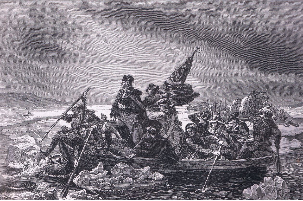 Washington cruzando el Delaware, ilustración de la Historia de los Estados Unidos de Cassell publicada por Cassell, Petter & Galpin, c.1900 (litografía) de American English school