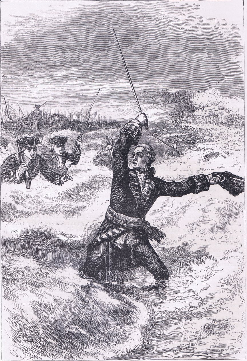 Desembarco de Wolfe en Louisburg, ilustración de la Historia de los Estados Unidos de Cassell publicada por Cassell, Petter & Galpin, c.1900 de American English school