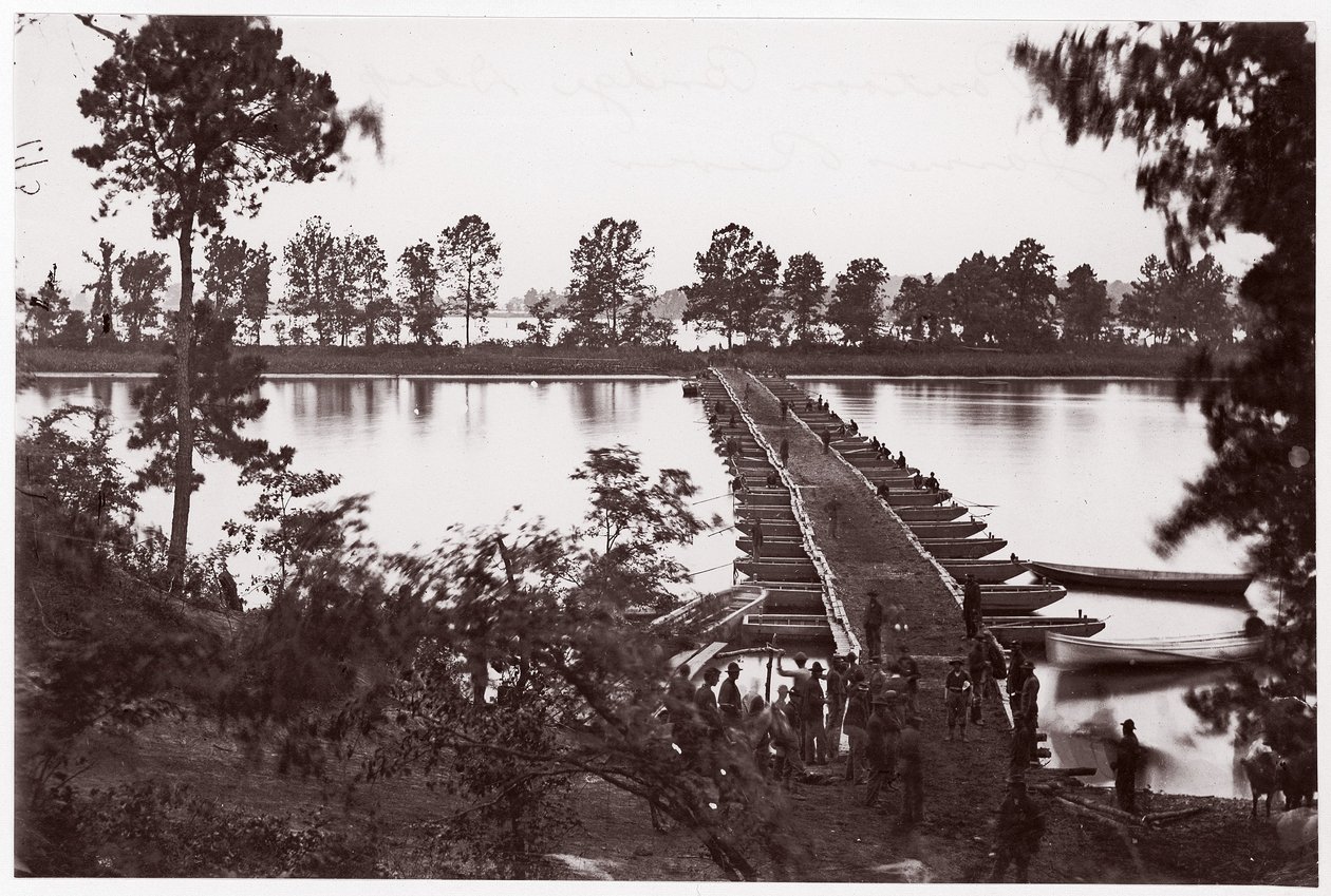 Construcción de cuarteles en Fort Brady, c.1865 (impresión de plata de albúmina a partir de negativo de vidrio) de American Photographer