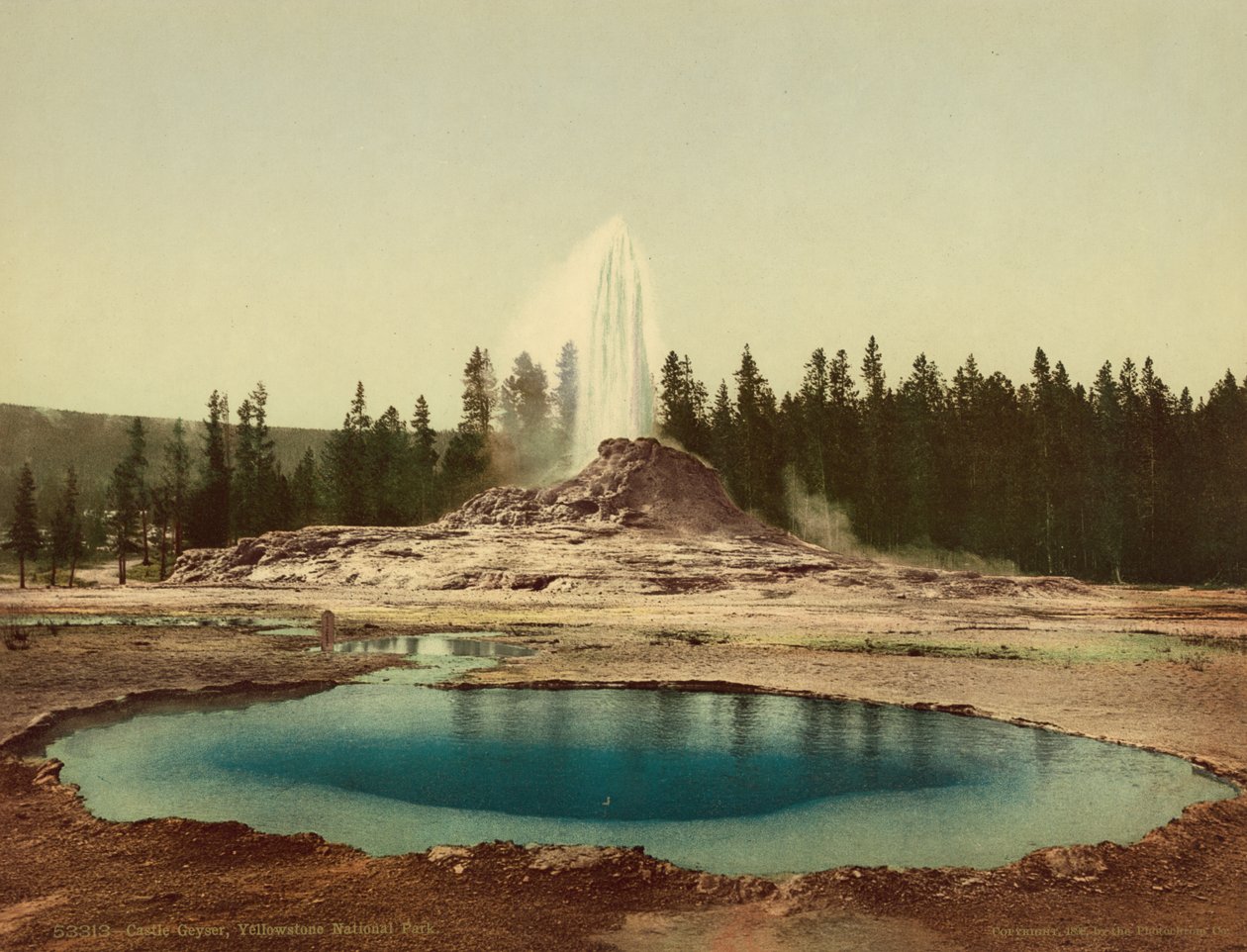 Géiser del Castillo, Parque Nacional Yellowstone, c.1898 (fotochrom) de American Photographer