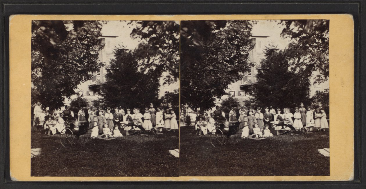 Niños y parque infantil, Comunidad de Oneida, Estado de Nueva York, c.1870 de American Photographer