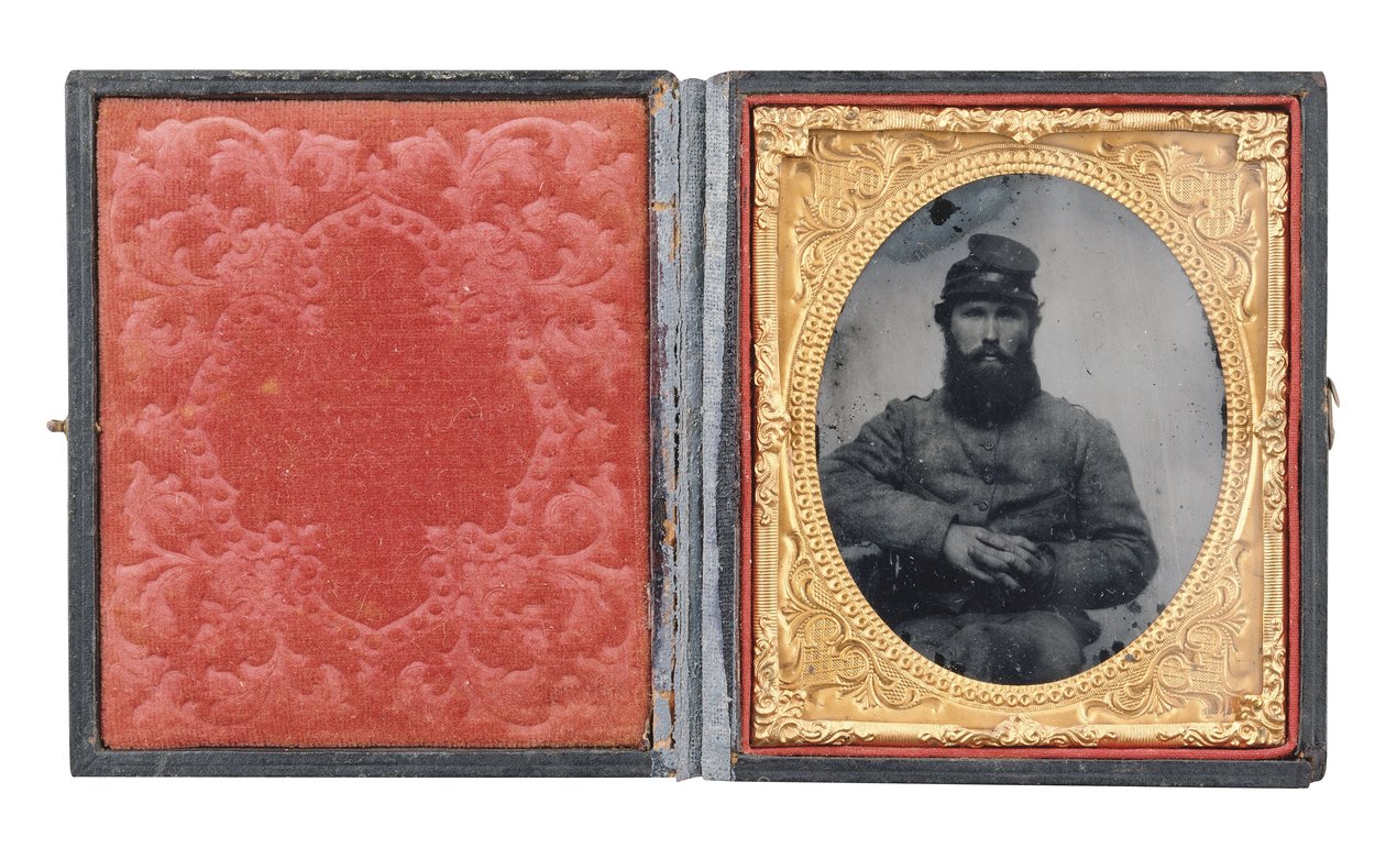 Retrato enmarcado del soldado Joseph Absalom Higginbotham, Co. I de American Photographer