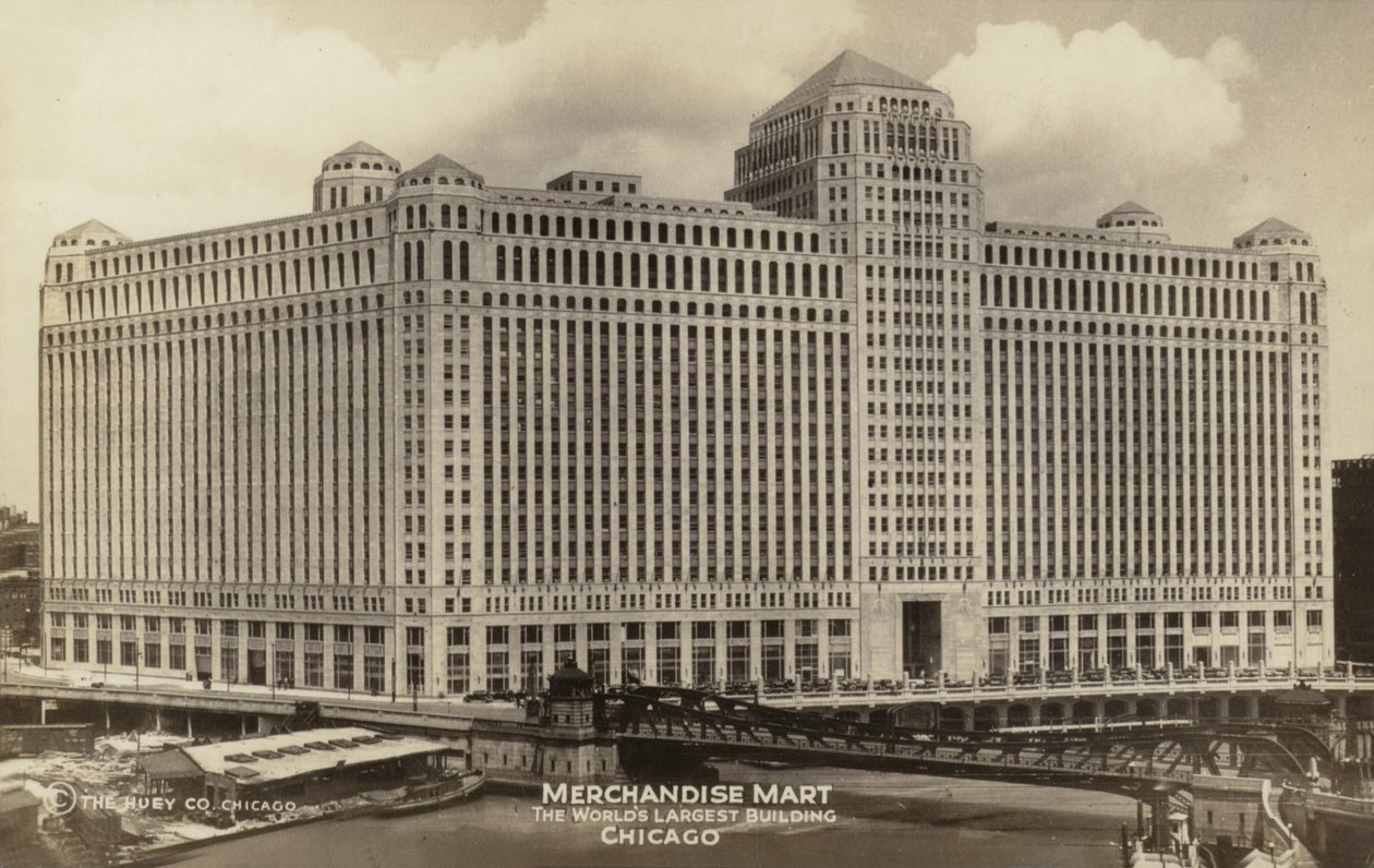 Merchandise Mart, el edificio más grande del mundo, Chicago, Illinois, EE.UU. (foto en blanco y negro) de American Photographer