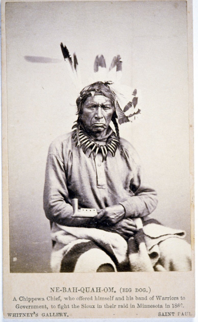 NE-BAH-QUAH-OM, Gran Perro, Jefe Chippewa, ofrecido para luchar contra los Sioux en Minnesota de American Photographer