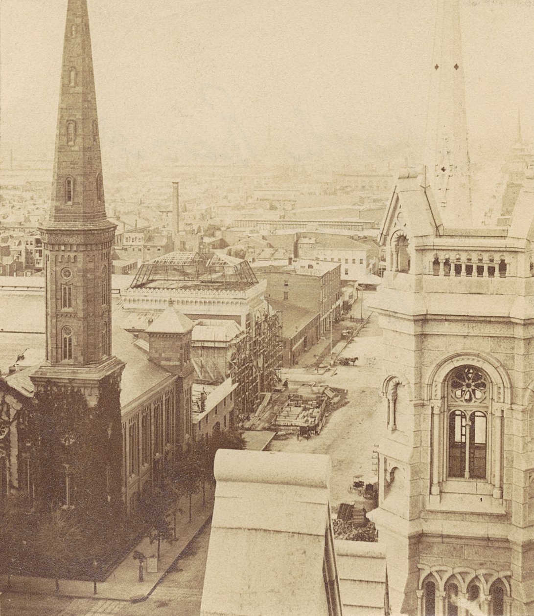 North Broad Street desde el Ayuntamiento, de la "Castner Scrapbook Collection", c.1875 (impresión en albúmina) de American Photographer