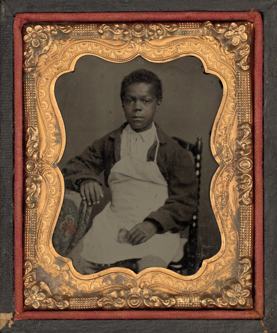 Retrato de un niño con una pipa de arcilla,c. 1860 (foto) de American Photographer