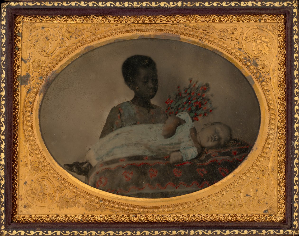 Retrato de niña y niño postmortem,c. 1860 (foto) de American Photographer