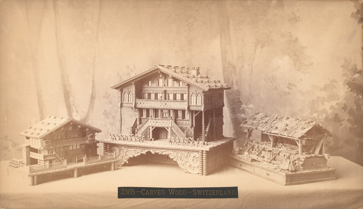 Cabañas suizas, modelos tallados, Exposición Internacional del Centenario de Filadelfia, 1876 de American Photographer