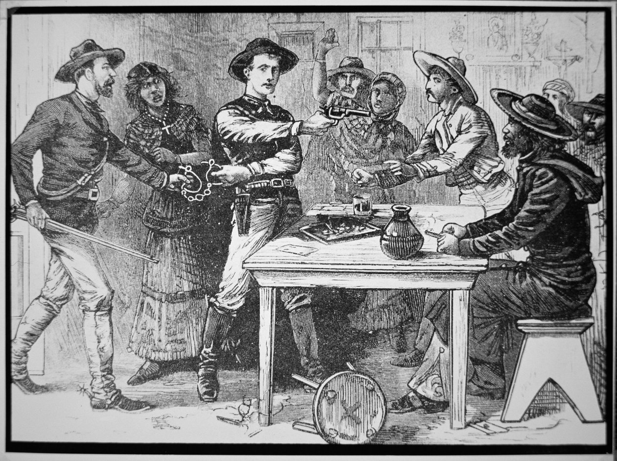 Rangers de Texas arrestando a un forajido mexicano, c.1880 de American Photographer