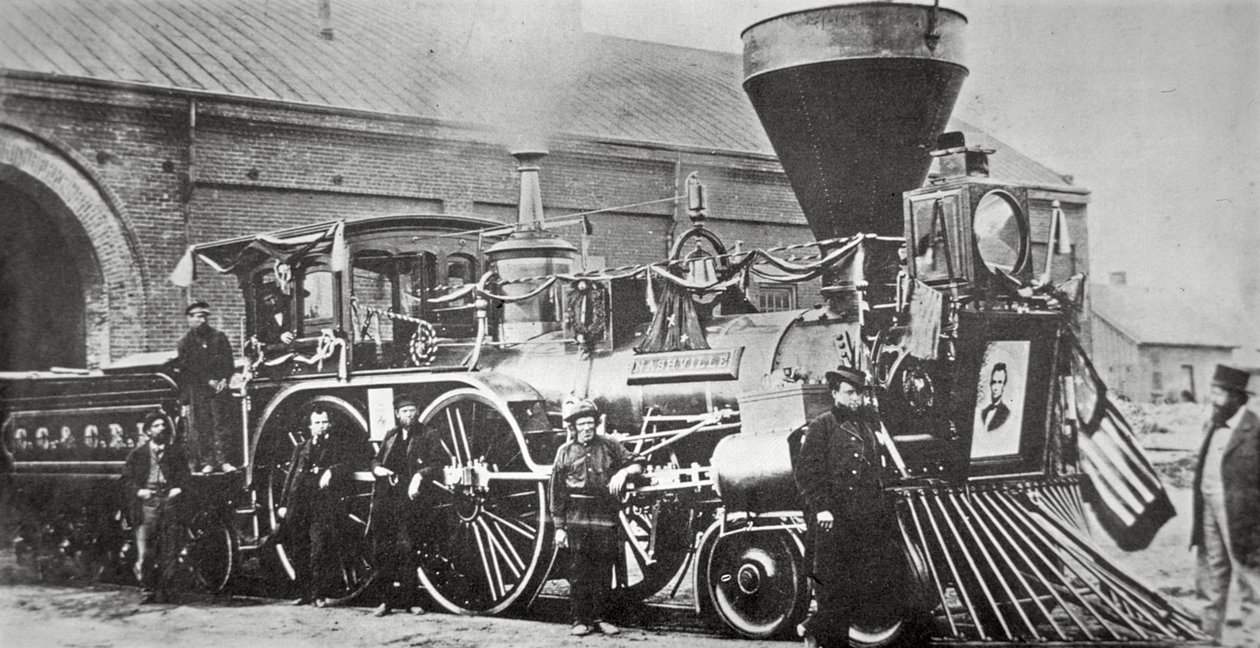 La locomotora que llevó el tren fúnebre de Abraham Lincoln en 1865 (foto en b/n) de American Photographer