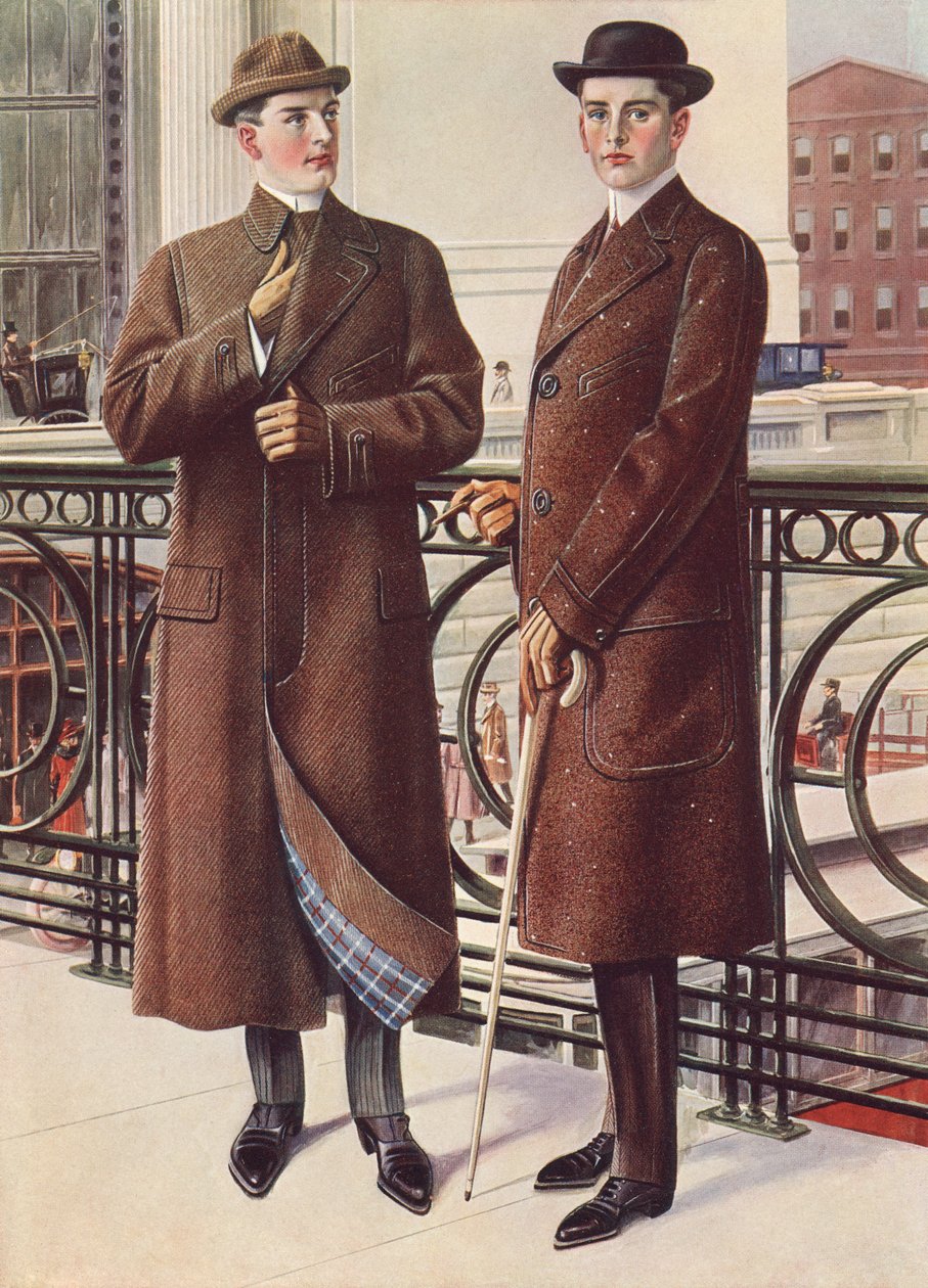 Dos caballeros elegantes con abrigos de invierno a medida de American Photographer
