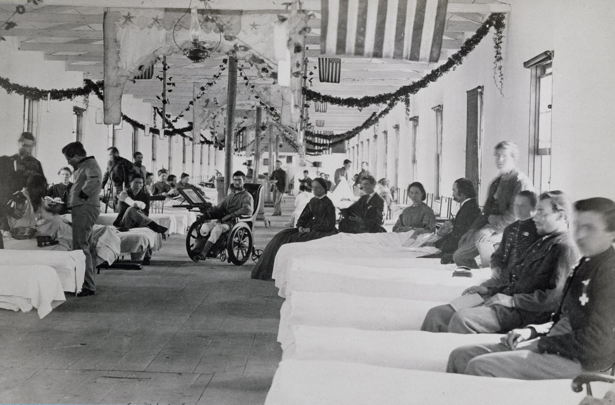 Sala en el Hospital Armory Square, Washington DC, c.1865 de American Photographer