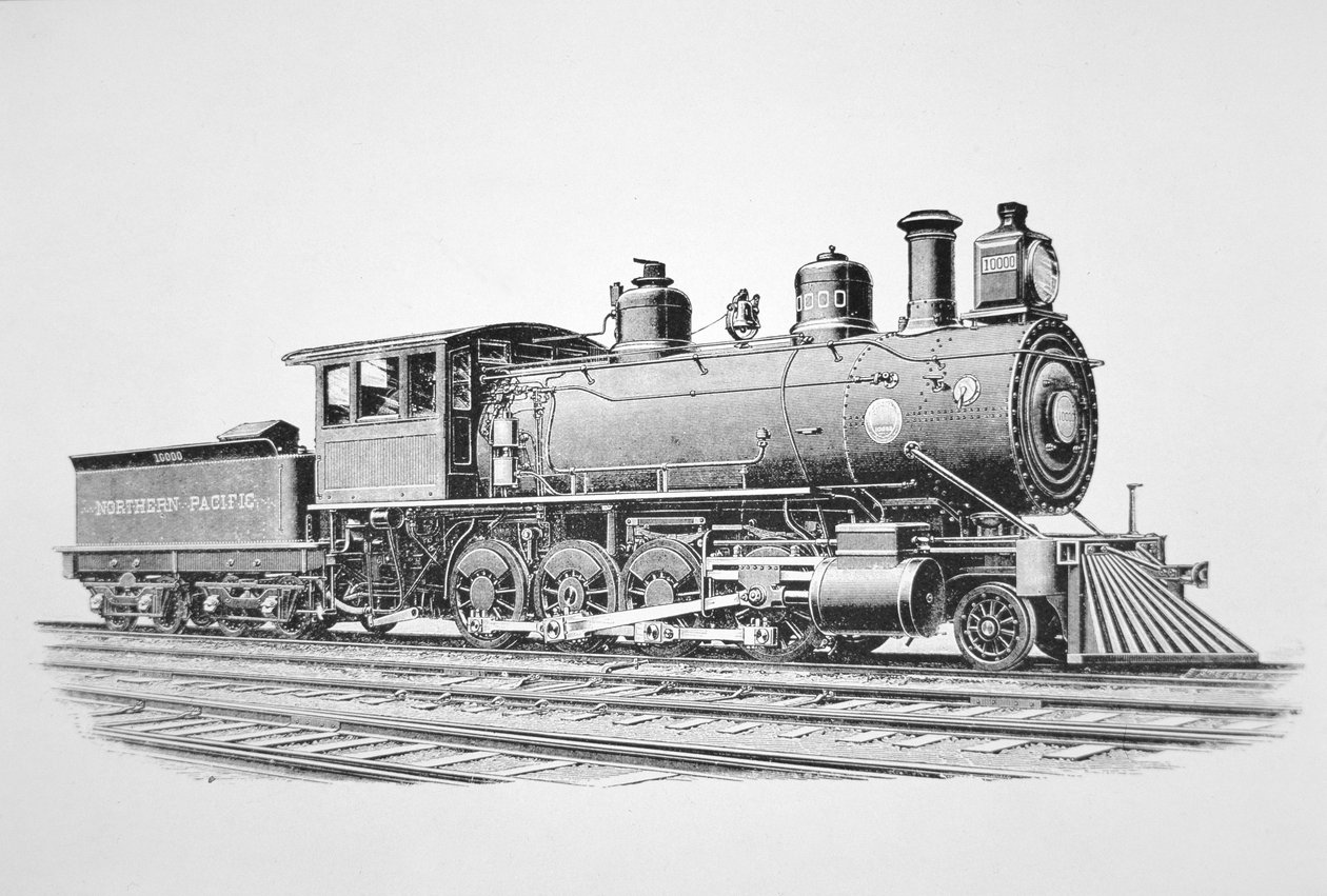 Una locomotora tipo Consolidation 2-8-0 construida por Baldwin en junio de 1889 para el Ferrocarril del Pacífico Norte de American School