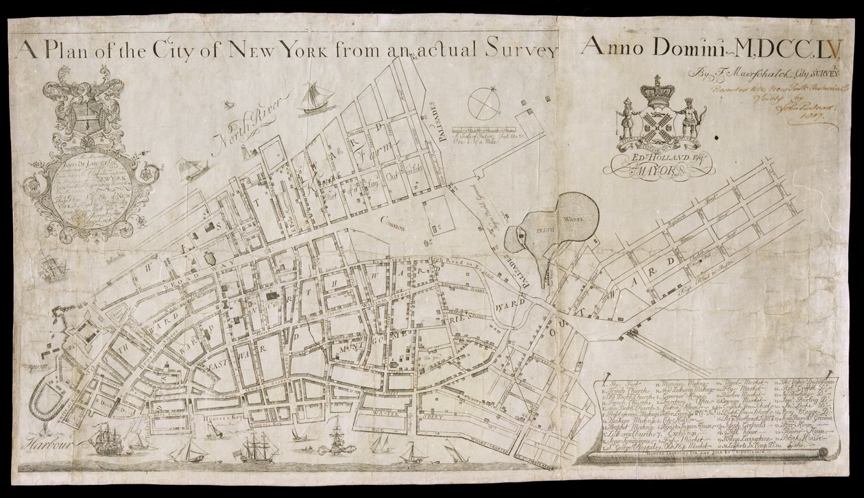 Un plano de la ciudad de Nueva York de una encuesta real de American School