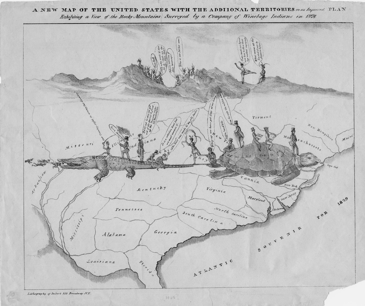 Un nuevo mapa de los Estados Unidos con los territorios adicionales en un plan mejorado, c.1828 de American School