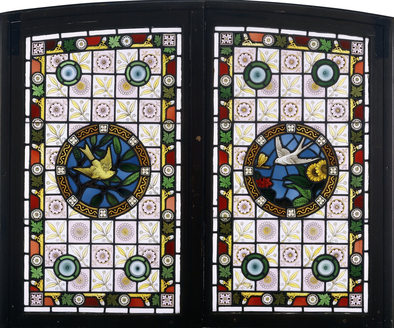 Un Par de Ventanas de Vidrio Plomado, c.1890 de American School