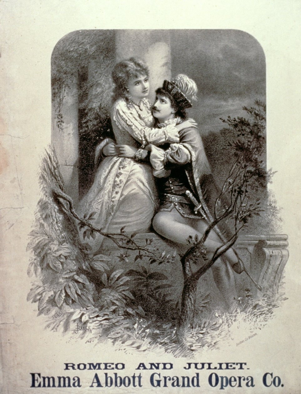 Anuncio de Romeo y Julieta, protagonizada por Emma Abbott, Grand Opera Company de American School