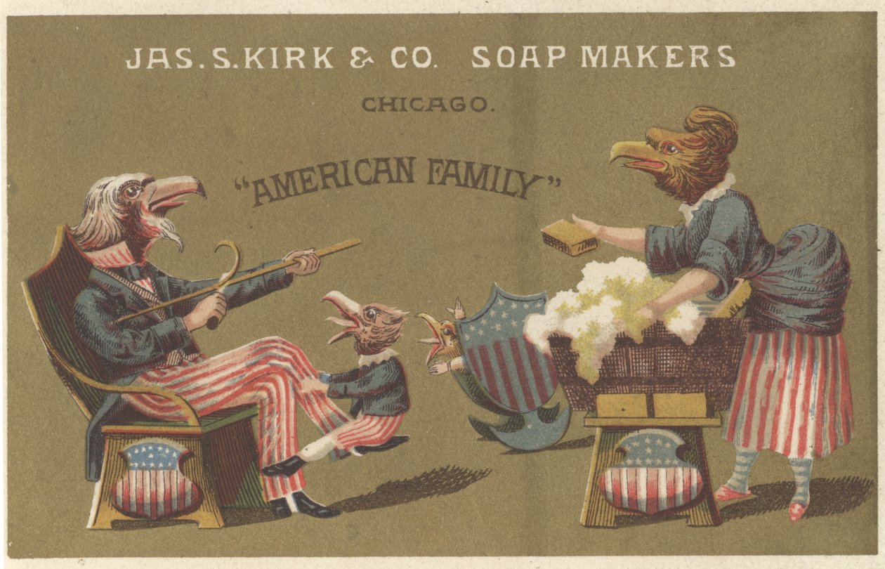Familia Americana, anuncio de James Kirk & Co. Soap Makers, c.1880 de American School