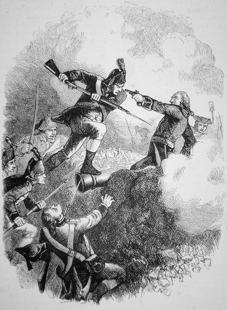 El general estadounidense Anthony Wayne capturando el bastión británico en Stony Point con un audaz ataque con bayoneta en julio de 1779 de American School