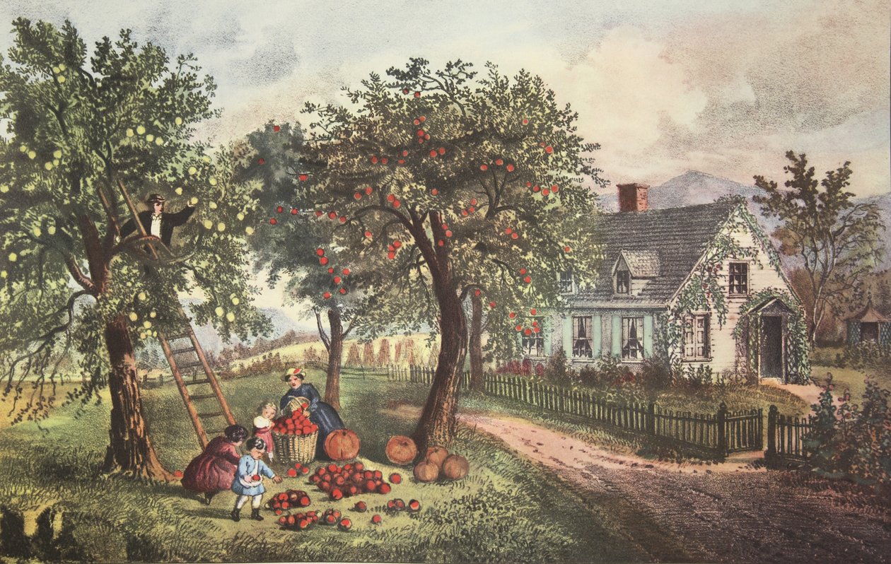 Hogar Americano - Otoño, pub. 1869, Currier & Ives de American School