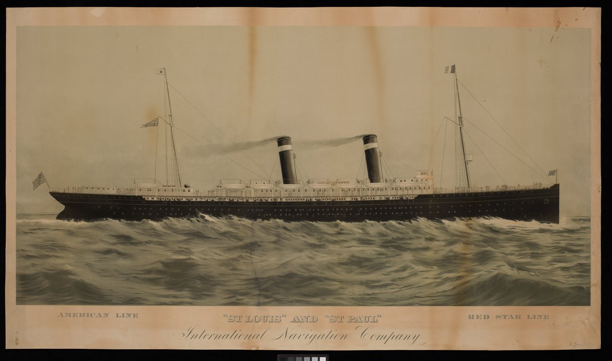 American Line St Louis and St Paul Red Star Line International Navigation Company (cromolitografía) de American School