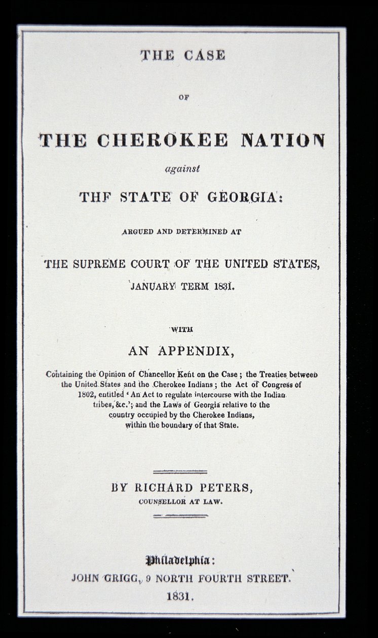 Folleto anti-remoción, por la Nación Cherokee, en respuesta a la expulsión forzada de los indios de su tierra natal de American School