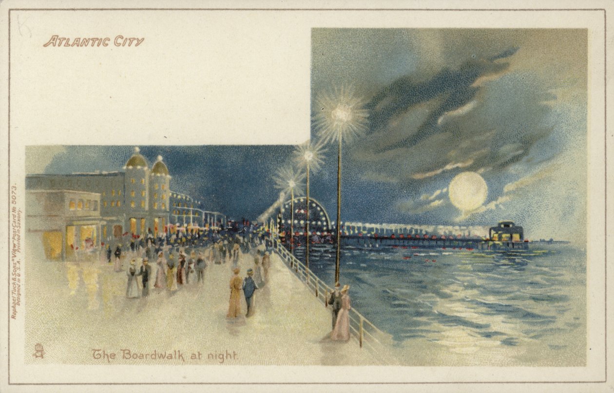 Atlantic City, El paseo marítimo de noche (cromolito) de American School
