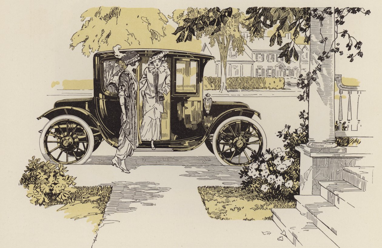 Ilustraciones de automóviles, antes de la 1ª Guerra Mundial (litografía) de American School
