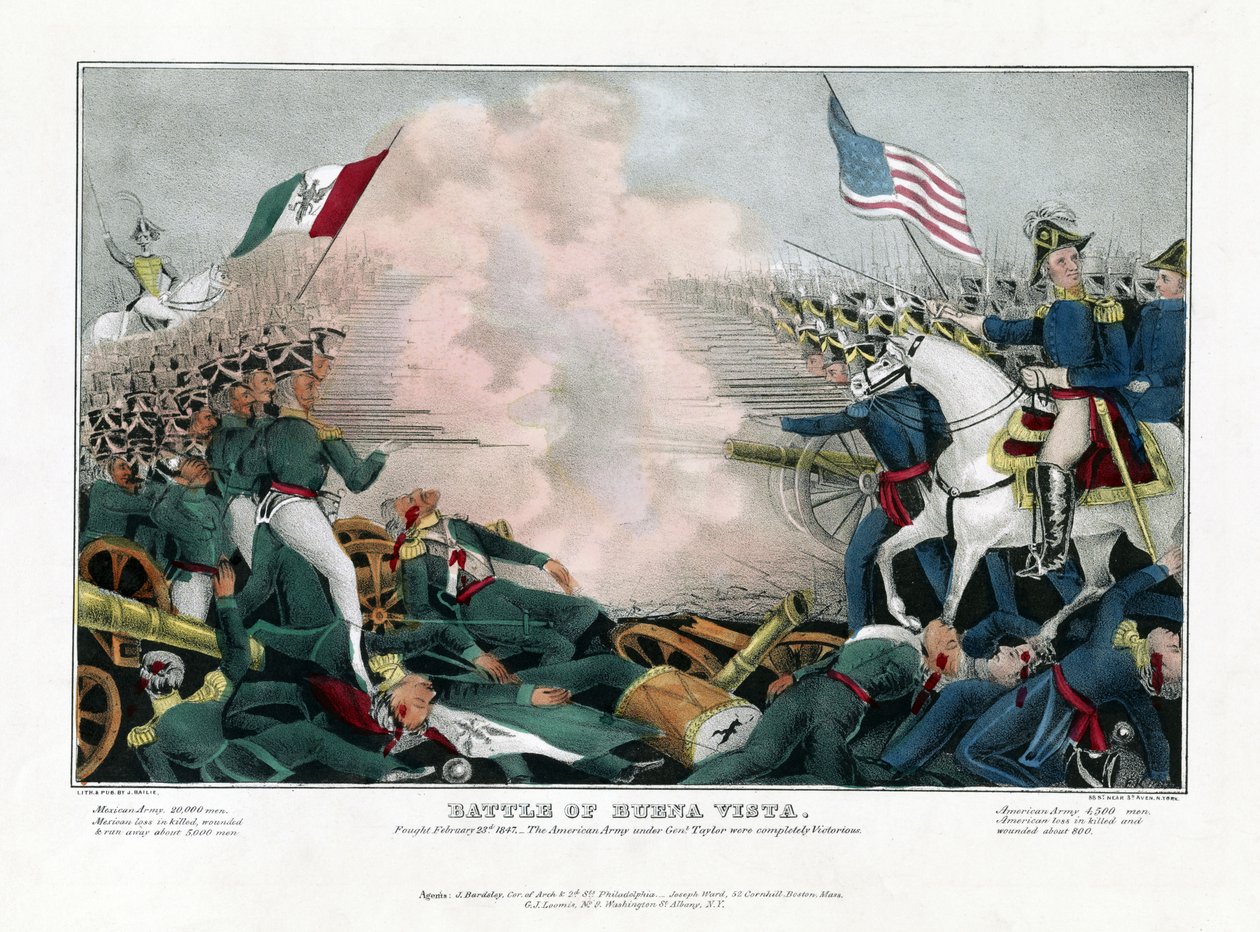 Batalla de Buena Vista, librada el 23 de febrero de 1847, el ejército estadounidense bajo el mando del general Taylor fue completamente victorioso de American School