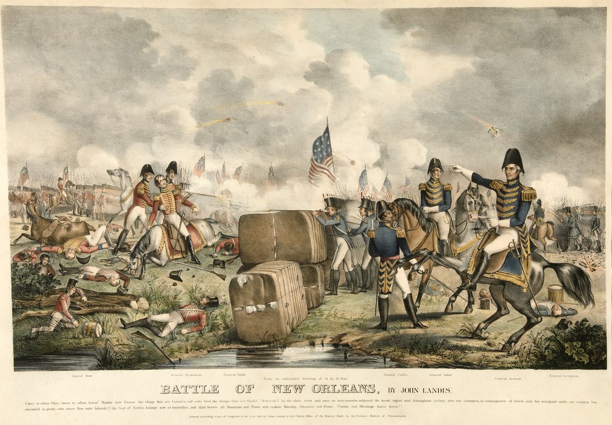 Batalla de Nueva Orleans, pub. 1840 de American School
