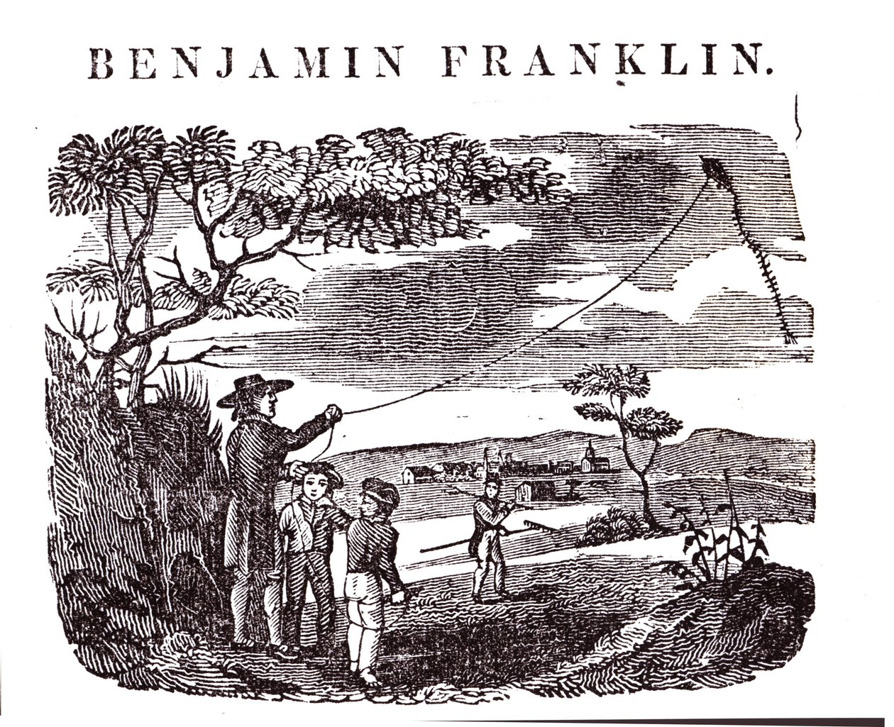 Benjamin Franklin (1706-90) Realiza su Experimento con la Cometa de American School