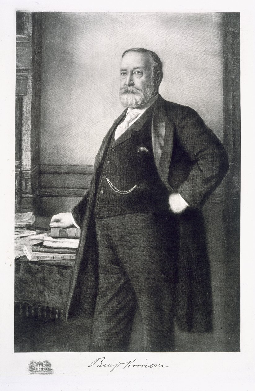 Benjamin Harrison (1833-1901), 23º Presidente de los Estados Unidos de América, pub. 1901 de American School