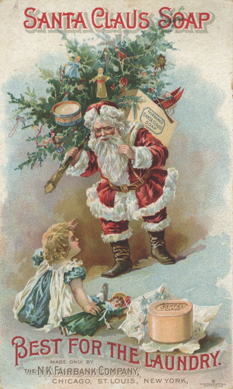 Lo mejor para la lavandería, anuncio de Fairbanks Santa Claus Soap, c.1880 de American School