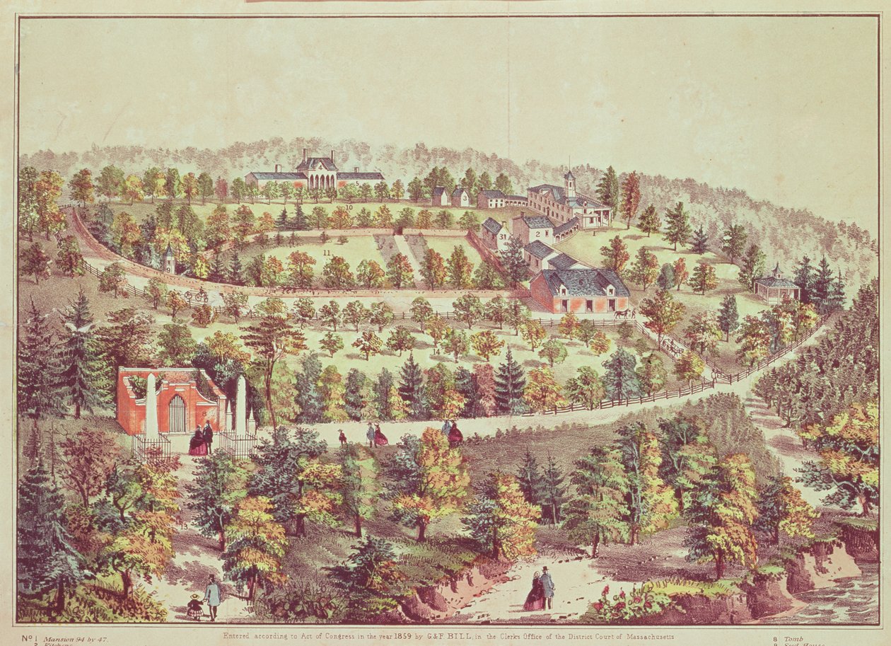 Vista aérea de Mount Vernon, 1859 de American School