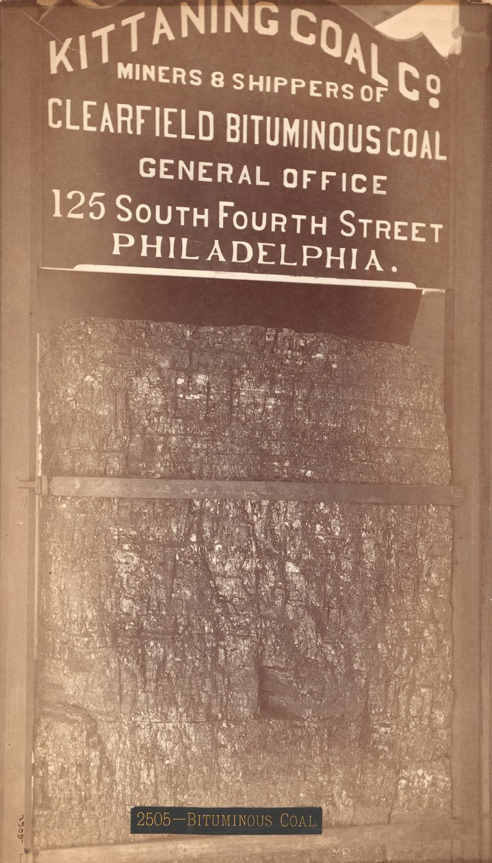Carbón bituminoso, exhibición de Kittaning Coal Co., 1876 de American School