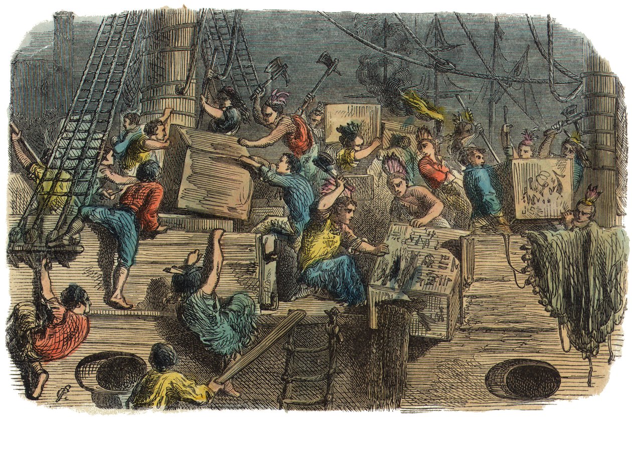 Fiesta del té de Boston, c.1860s de American School