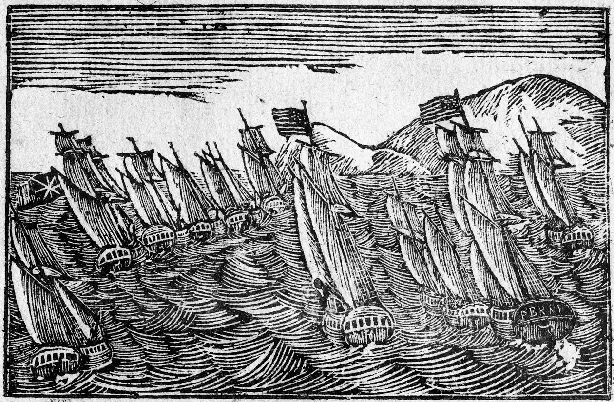 Brillante victoria naval, ilustración de hoja suelta de American School