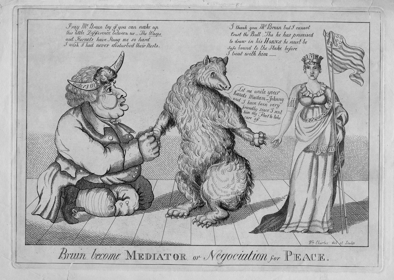 Bruin se convierte en mediador o negociación por la paz, c.1813 de American School