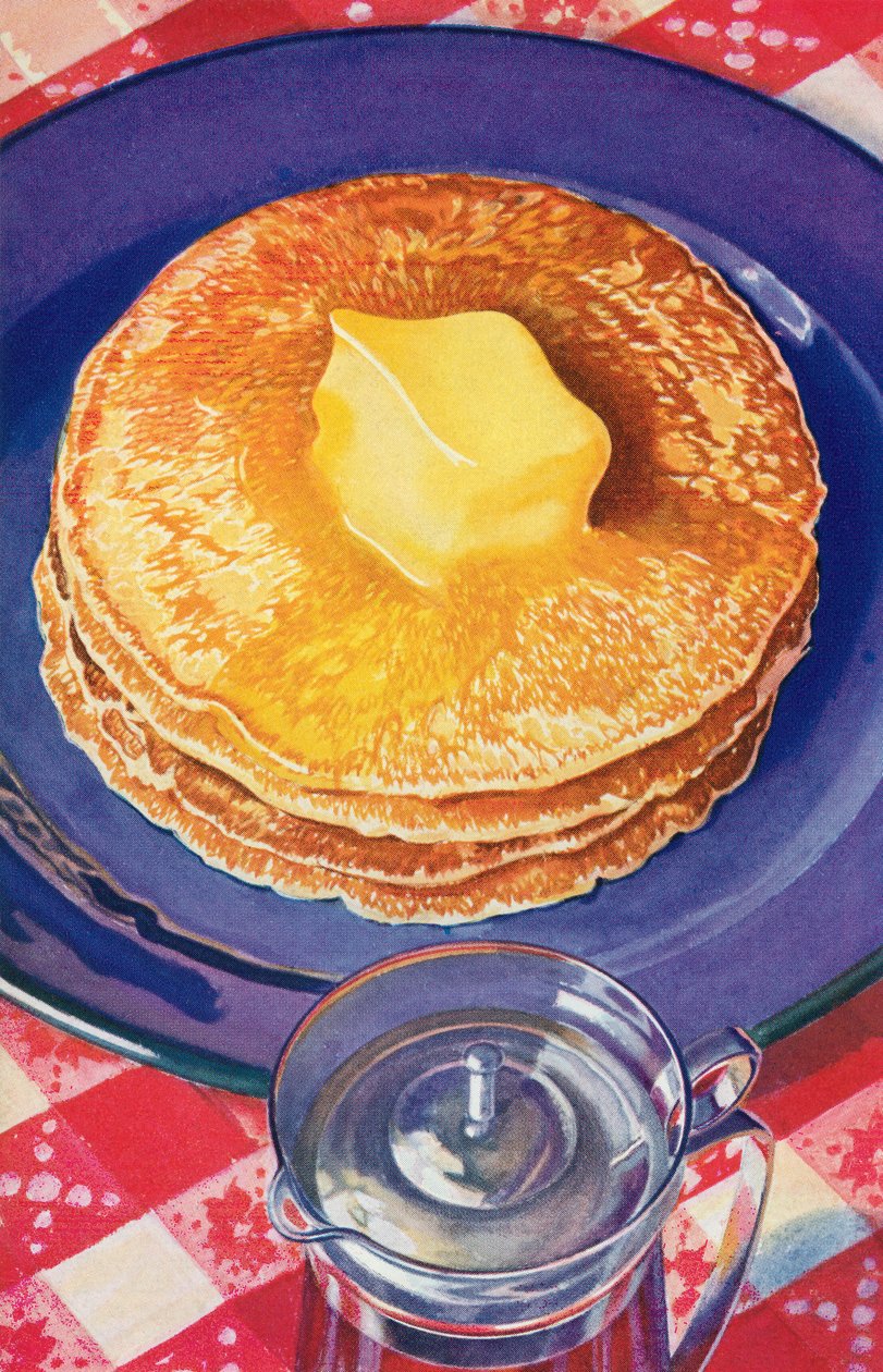 Mantequilla derritiéndose sobre una pila de panqueques de American School