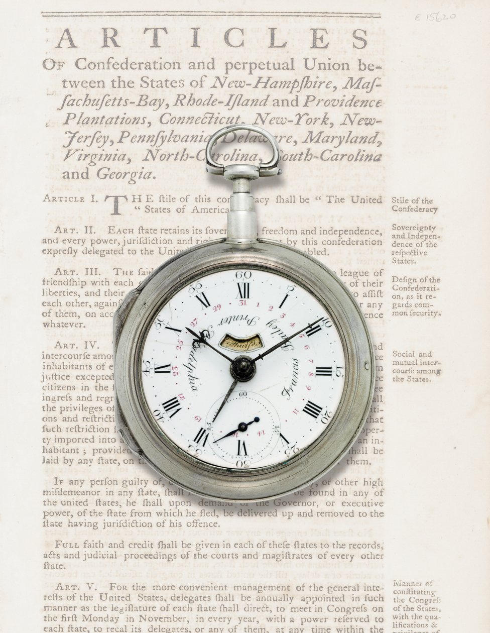 Reloj de calendario, c.1780 de American School