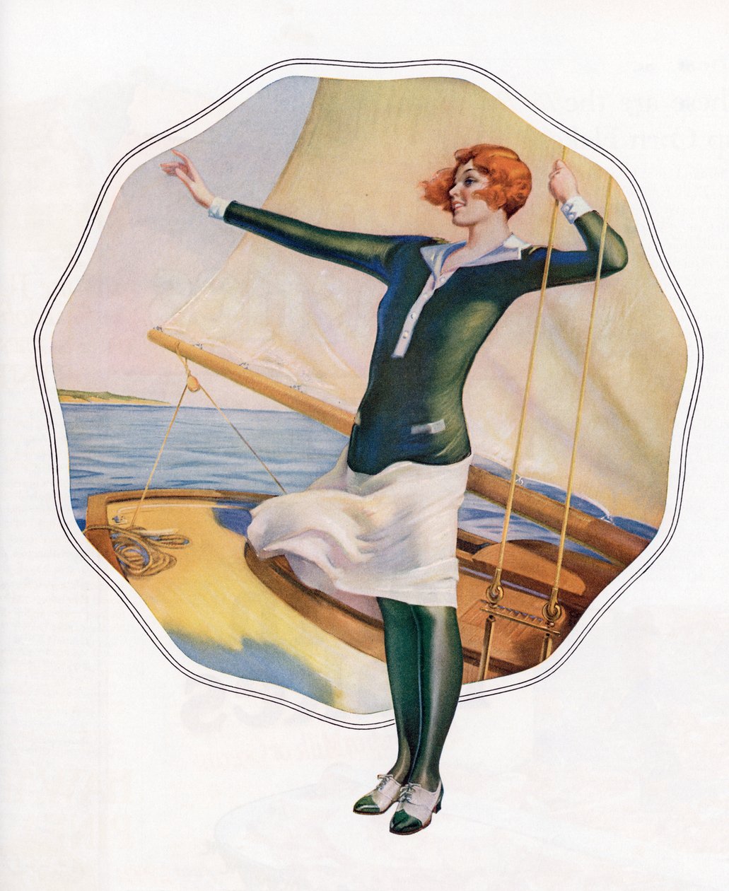 Chica despreocupada en un velero de American School