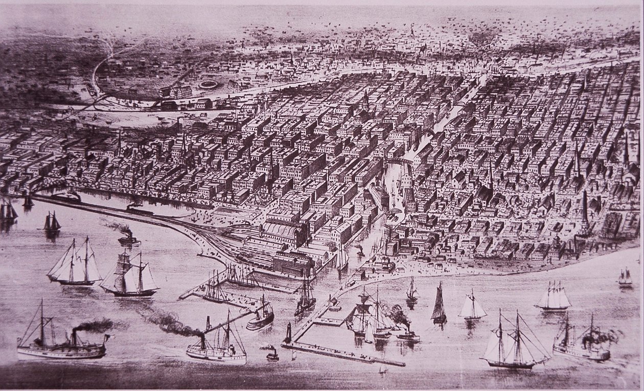 Chicago antes del Gran Incendio de 1871, c.1870 de American School