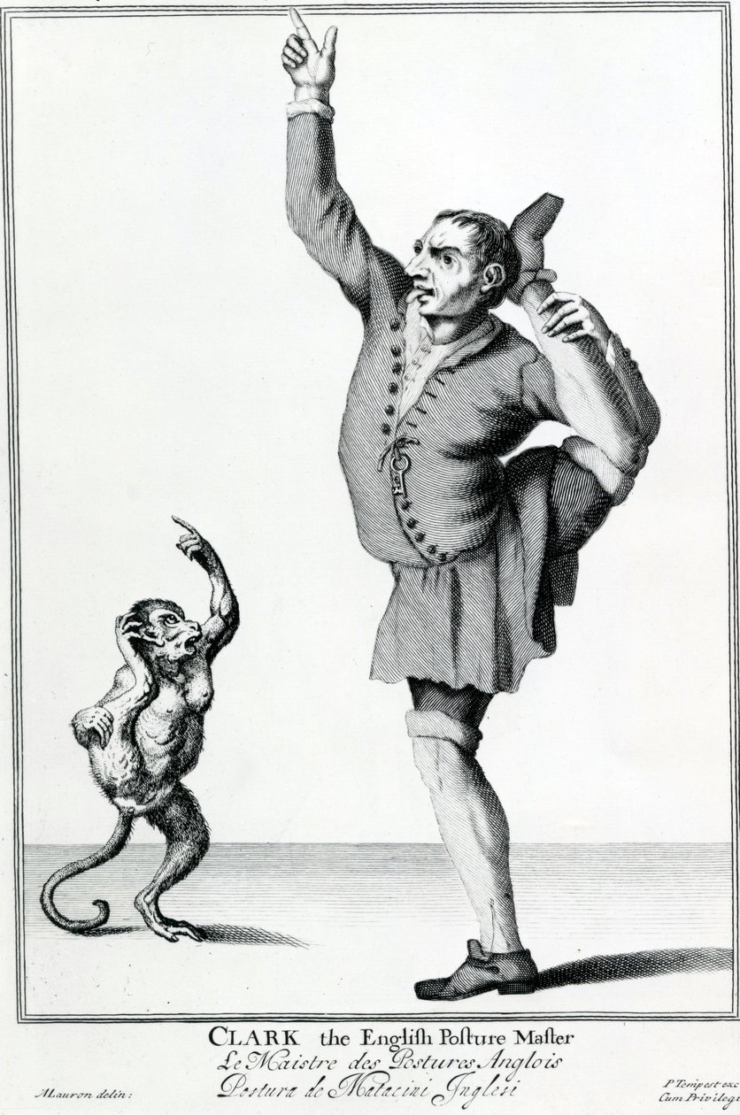 Clark el Hacedor de Posturas Inglés, tomado de la serie The Cryes of the City of London Drawne after the Life, grabado después de Marcellus Laroon II, publicado por Pierce Tempest, 1688 de American School