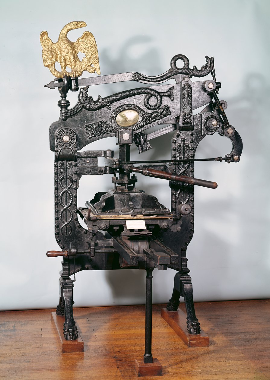 Prensa de impresión Columbia, hecha por Clymer y Dixon, 1837 de American School