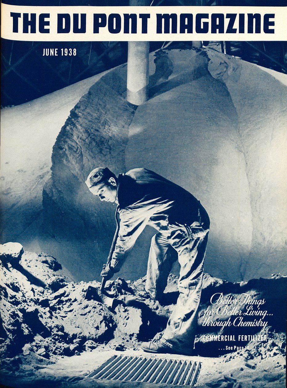 Fertilizante comercial, portada de la revista DuPont, junio 1938 de American School